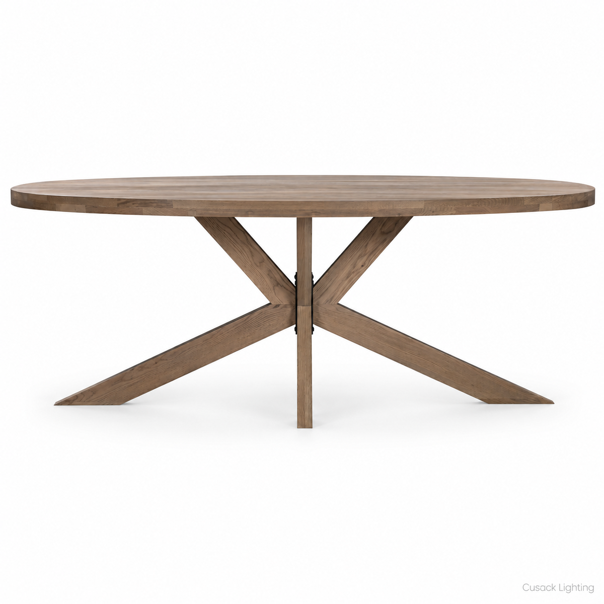 Henley 220cm Oak Oval Table with Starburst Leg
