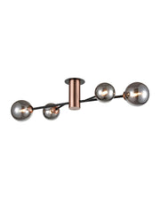 Solero 4/6/8Lt Indoor Semi Flush Ceiling Light - Black & Copper Finish