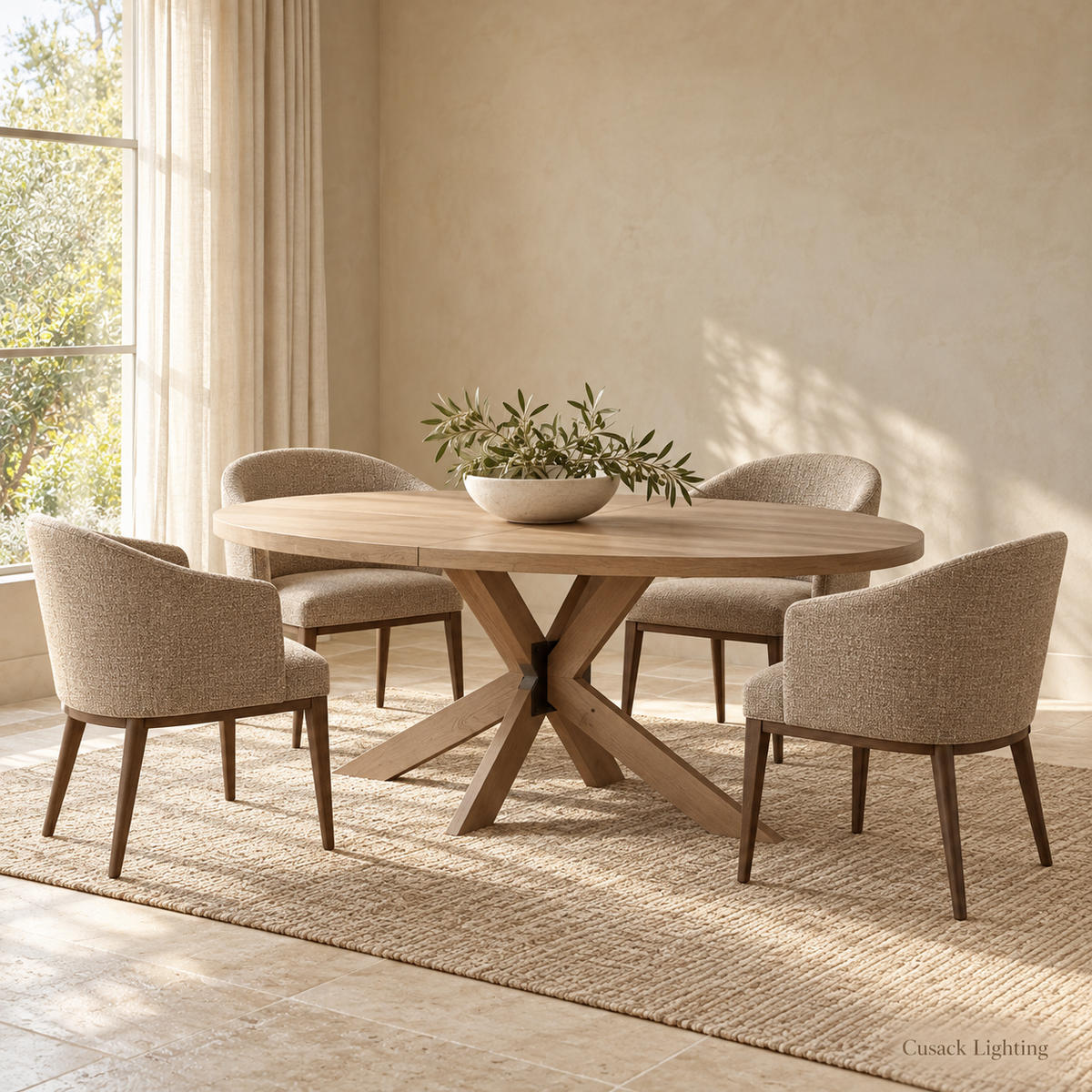 Henley 220cm Oak Oval Table with Starburst Leg