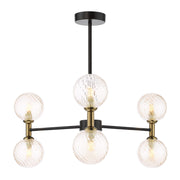 Takara 6/10 Light Semi-Flush Ceiling Light- Matt Black and Bronze With Twisted Amber Glass