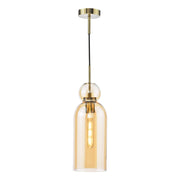 Tao Pendant Brushed Bronze and Amber Glass