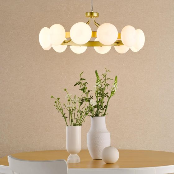 Tauri 12Lt Centre Ceiling Light - Matt Gold & Opal