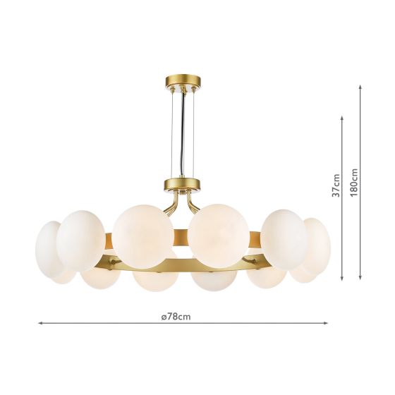 Tauri 12Lt Centre Ceiling Light - Matt Gold & Opal