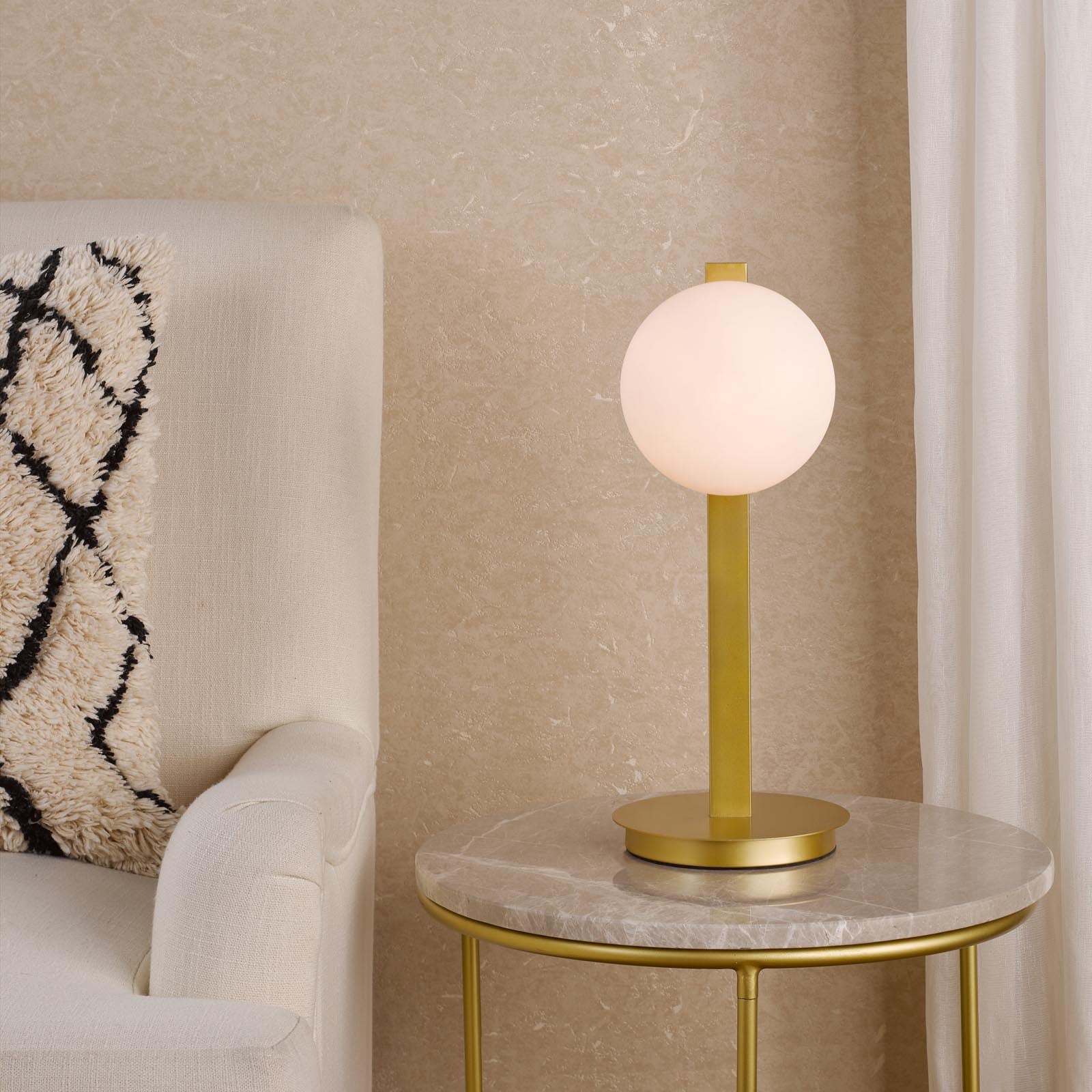 Tauri Table Lamp Matt Gold And Opal Glass G9