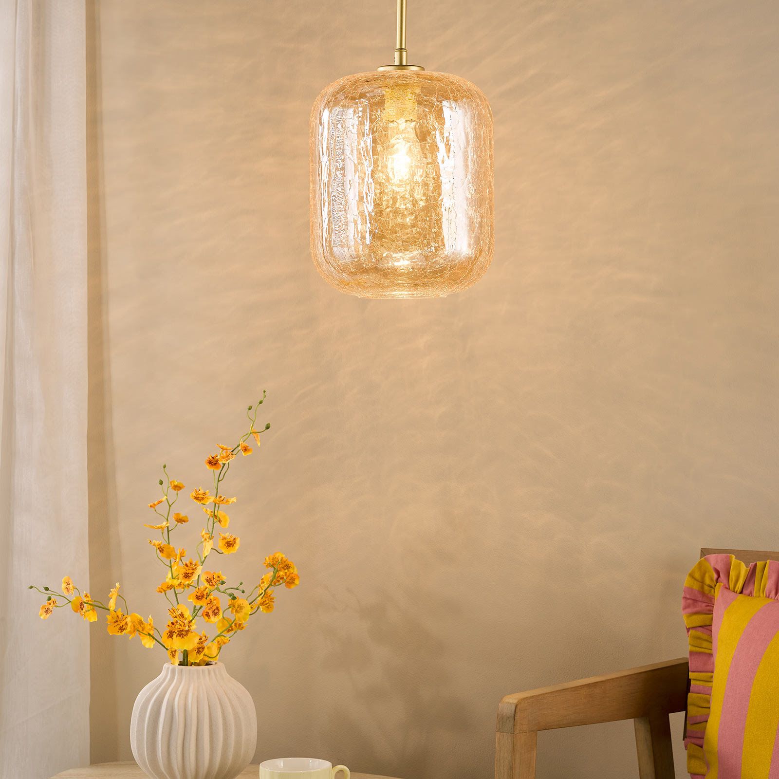 Tavia Pendant Light- Satin Gold/ Matt Black & Glass Finishes