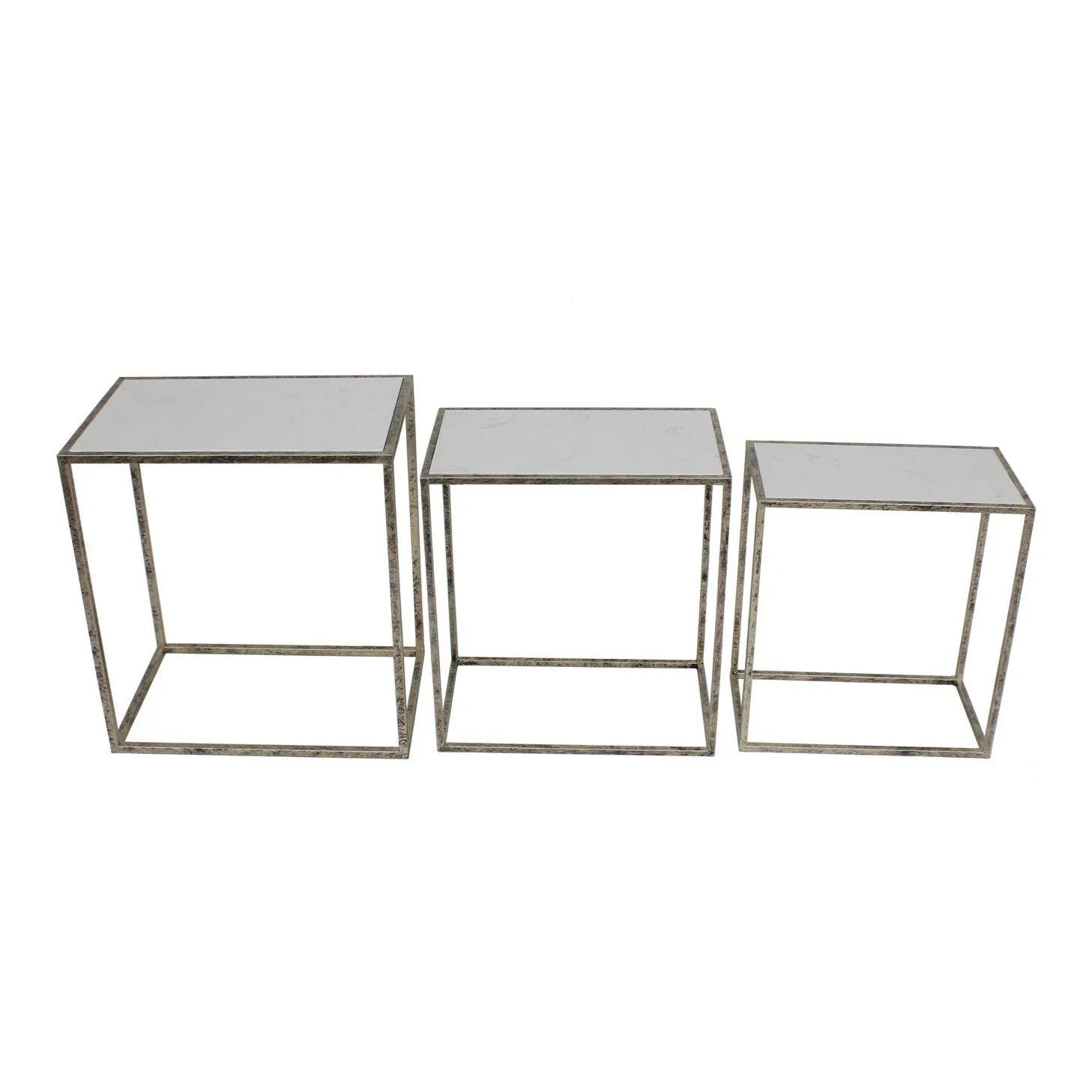 Irma Set of 3 Tables - Antique Gold & Marble Top Finish