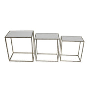 Irma Set of 3 Tables - Antique Gold & Marble Top Finish