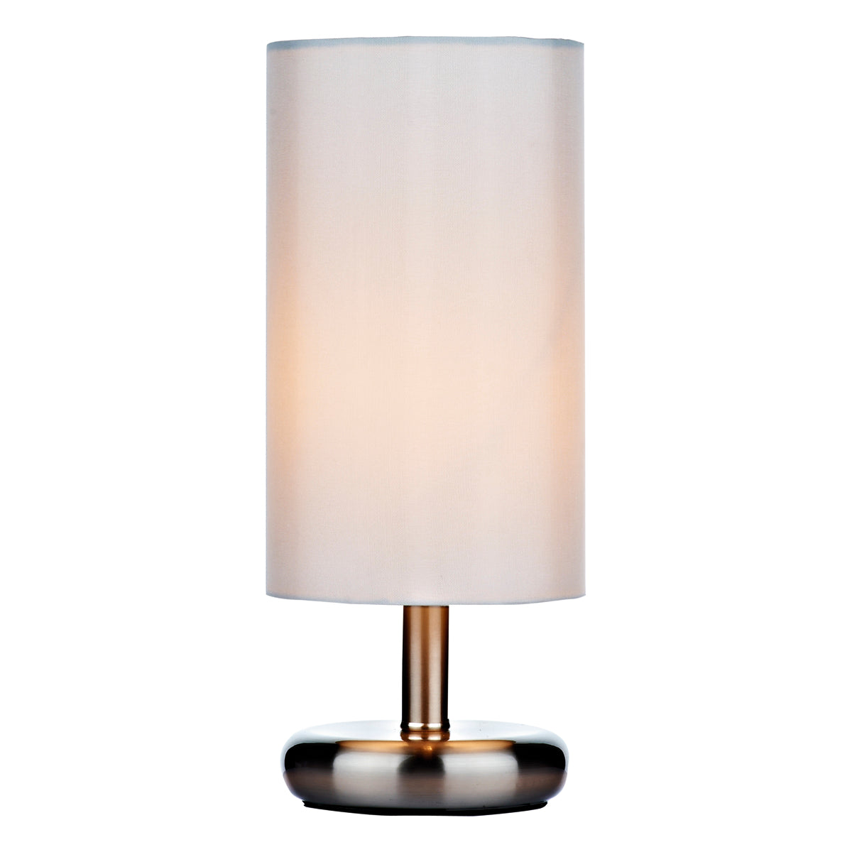 Tico Touch Table Lamp Satin Chrome With Grey/Ivory Shade E14