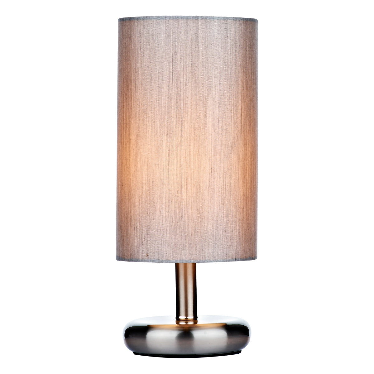 Tico Touch Table Lamp Satin Chrome With Grey/Ivory Shade E14