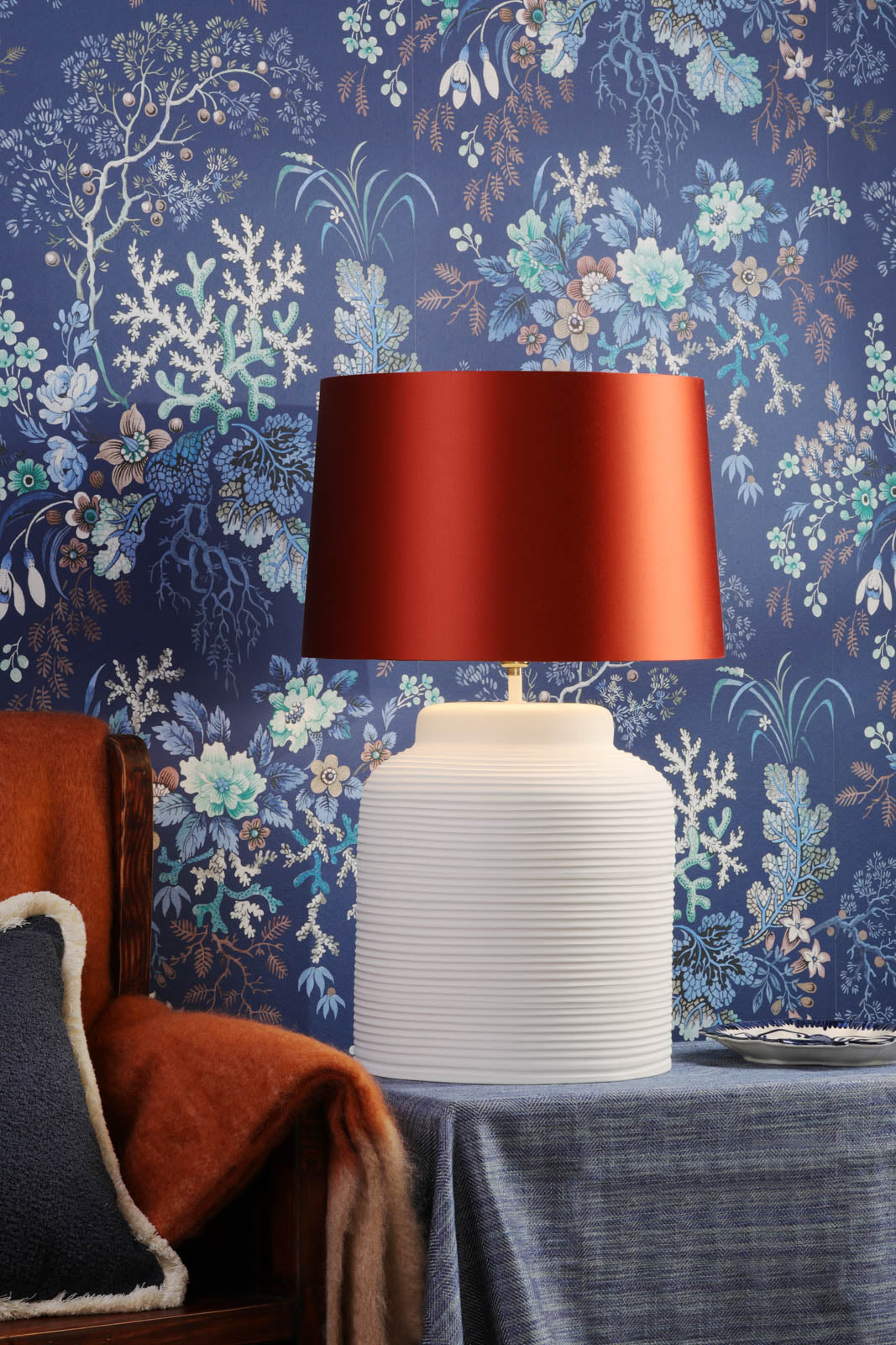 Tidal Table Lamp Rose/White Finish With Bespoke Base Only E27