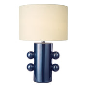 Tisha Table Lamp- Blue and Polished Chrome With Shade
