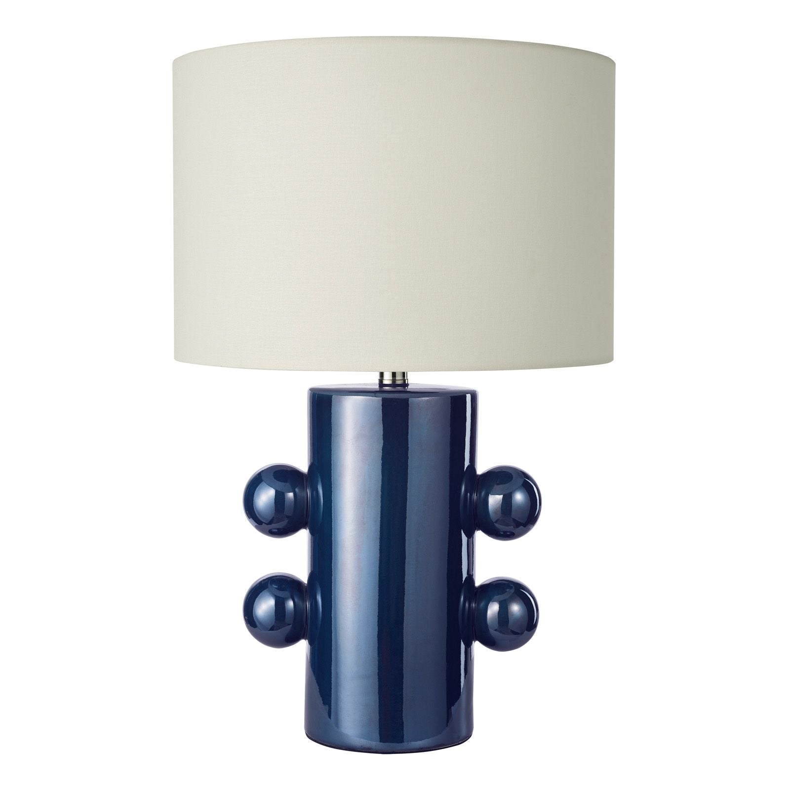 Tisha Table Lamp- Blue and Polished Chrome With Shade
