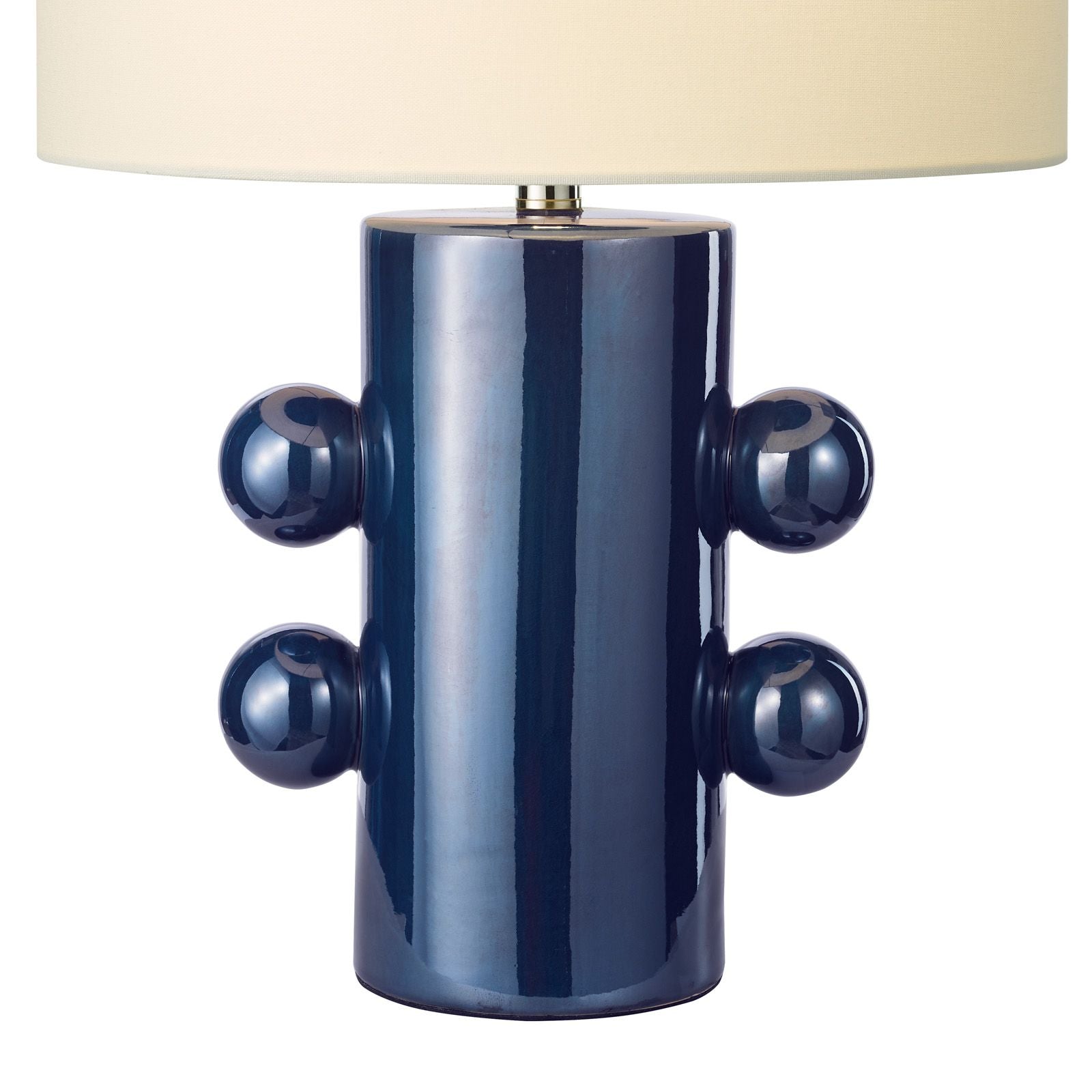 Tisha Table Lamp- Blue and Polished Chrome With Shade