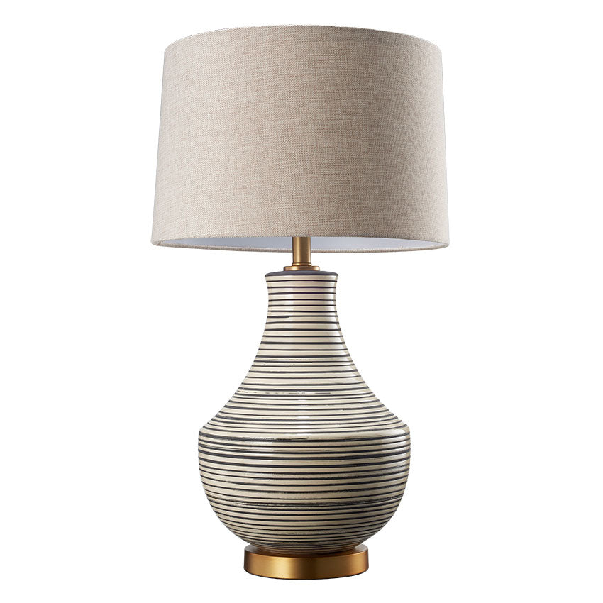 Beige Ceramic Table Lamp C/W OATMEAL SHADE