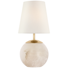 Terri 12" Cordless Accent Lamp- Alabaster/ Crystal Finish