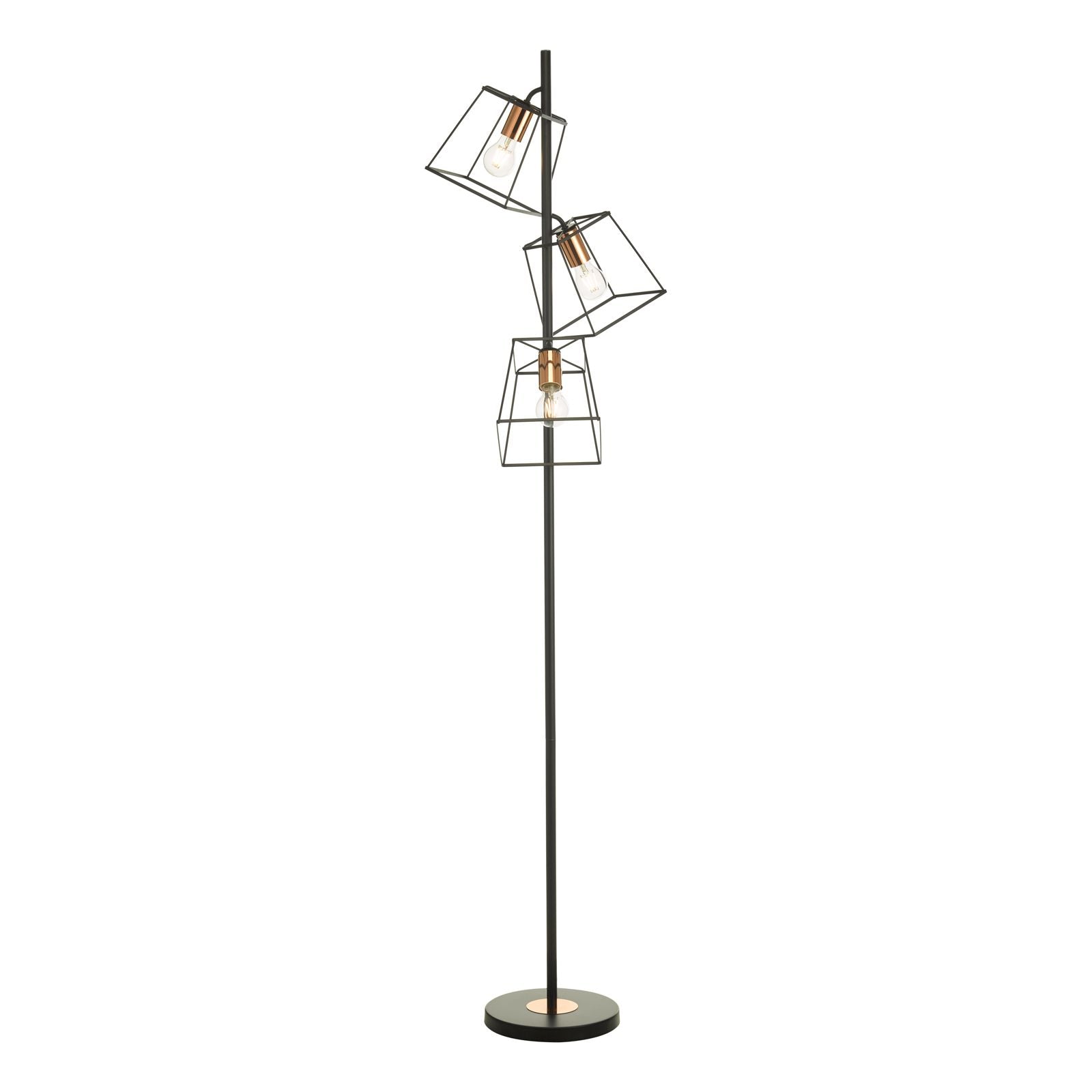 Tower 3 Light Floor Lamp Matt Black & Polished Chrome/Matt Black & Copper E27