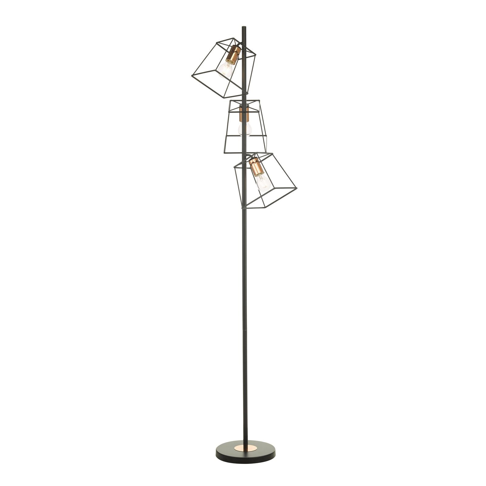Tower 3 Light Floor Lamp Matt Black & Polished Chrome/Matt Black & Copper E27