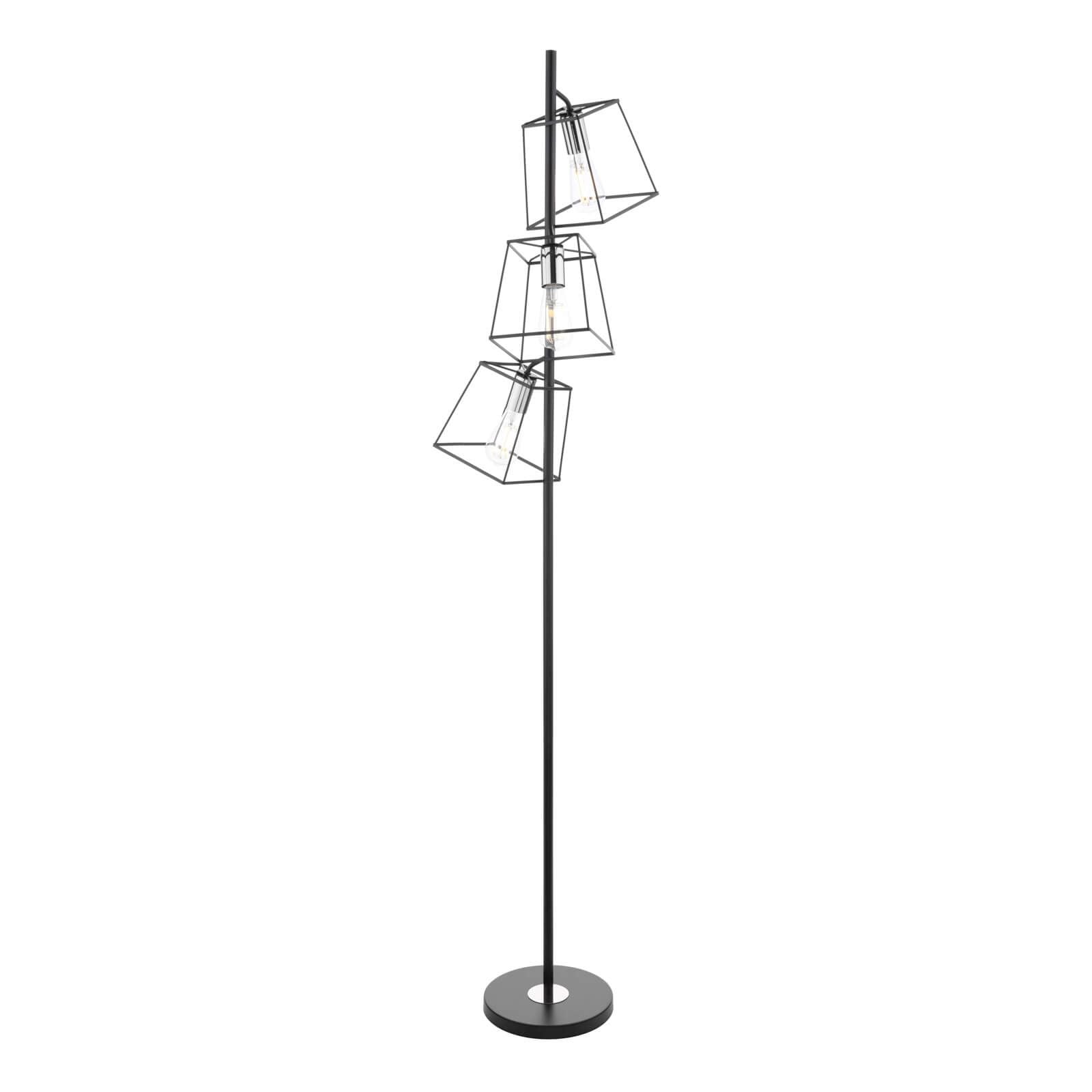 Tower 3 Light Floor Lamp Matt Black & Polished Chrome/Matt Black & Copper E27