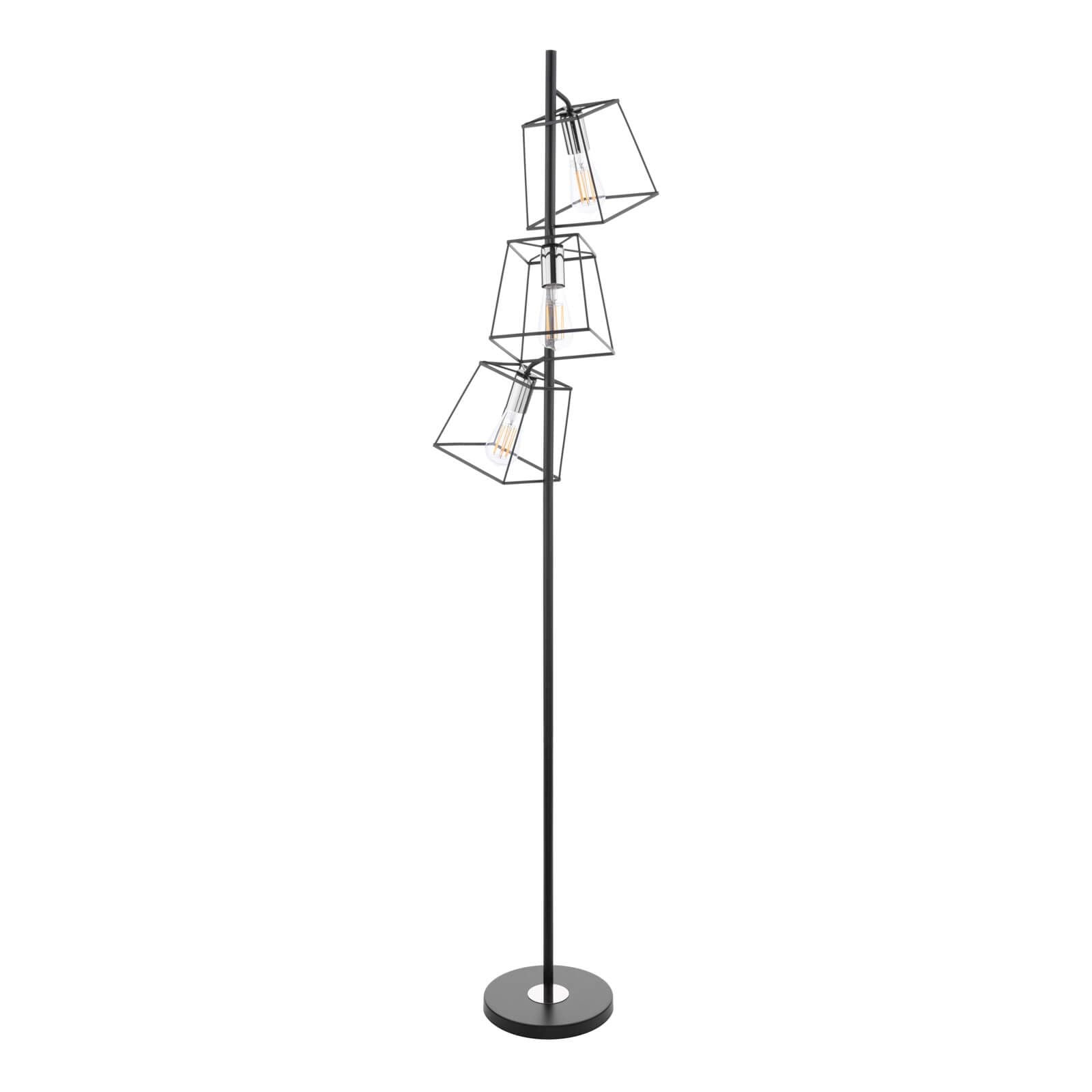 Tower 3 Light Floor Lamp Matt Black & Polished Chrome/Matt Black & Copper E27