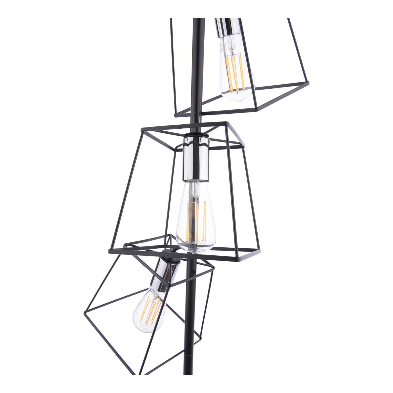 Tower 3 Light Floor Lamp Matt Black & Polished Chrome/Matt Black & Copper E27