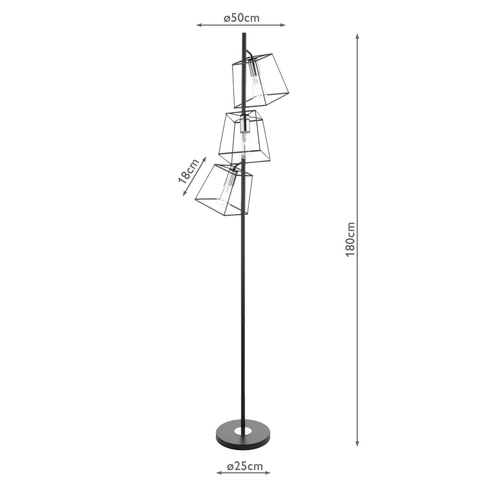 Tower 3 Light Floor Lamp Matt Black & Polished Chrome/Matt Black & Copper E27
