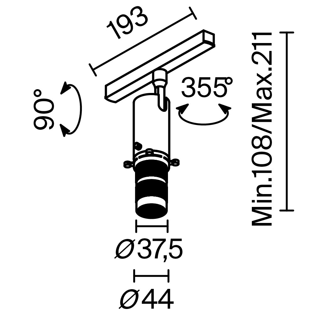 Track luminaire Gala Exility 3000K 10W 20°-35°