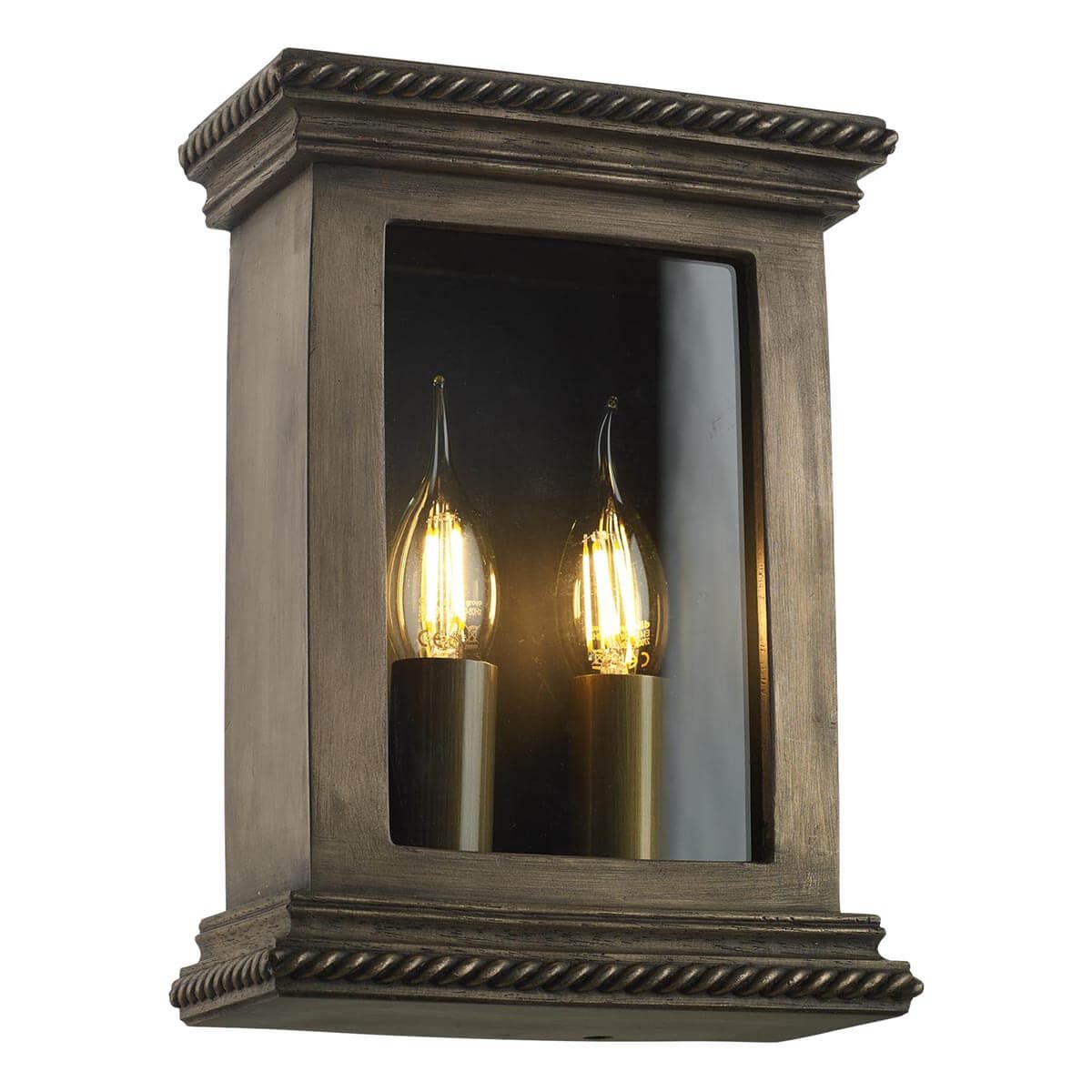 David Hunt Truro Outdoor double wall light in bronze/pewter