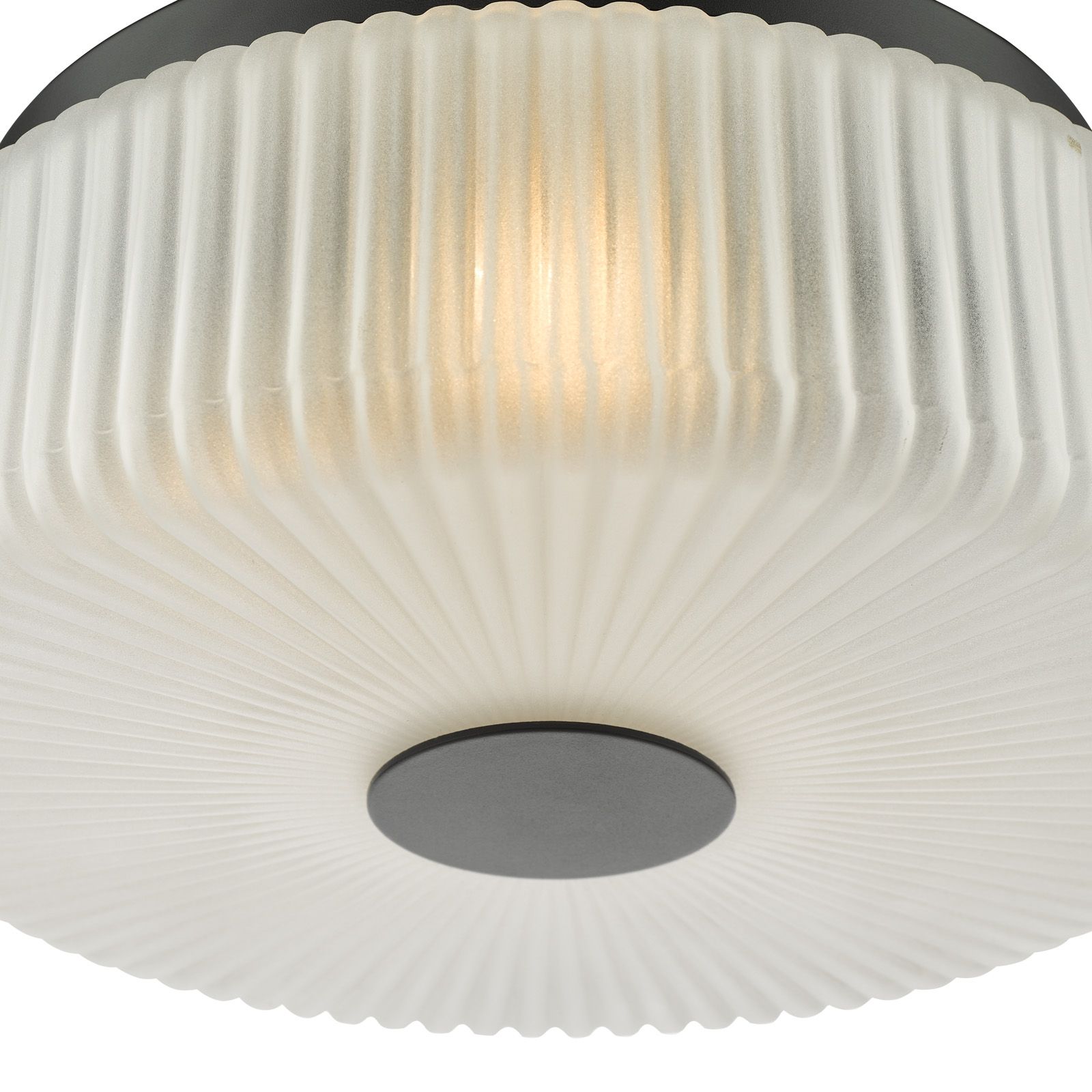 Twyman 3 Light Flush Ceiling Light IP44- Satin Black/ Polished Chrome Ribbed Glass Finishes