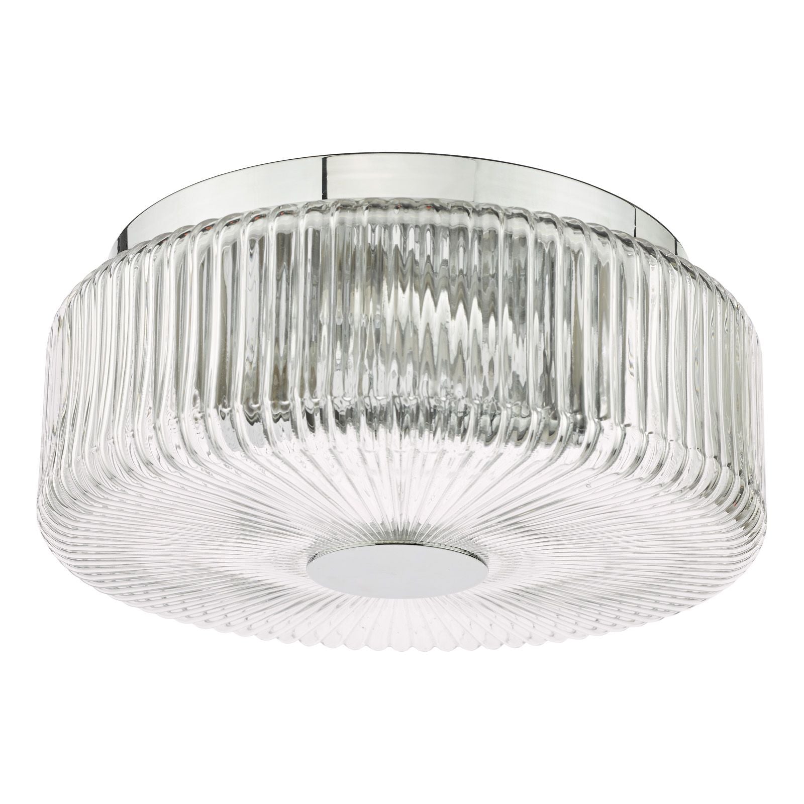 Twyman 3 Light Flush Ceiling Light IP44- Satin Black/ Polished Chrome Ribbed Glass Finishes