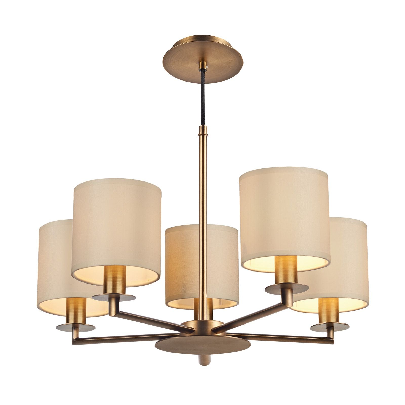 Tyler 5/8Lt Pendant with Shades- Satin Nickel/ Antique Brass
