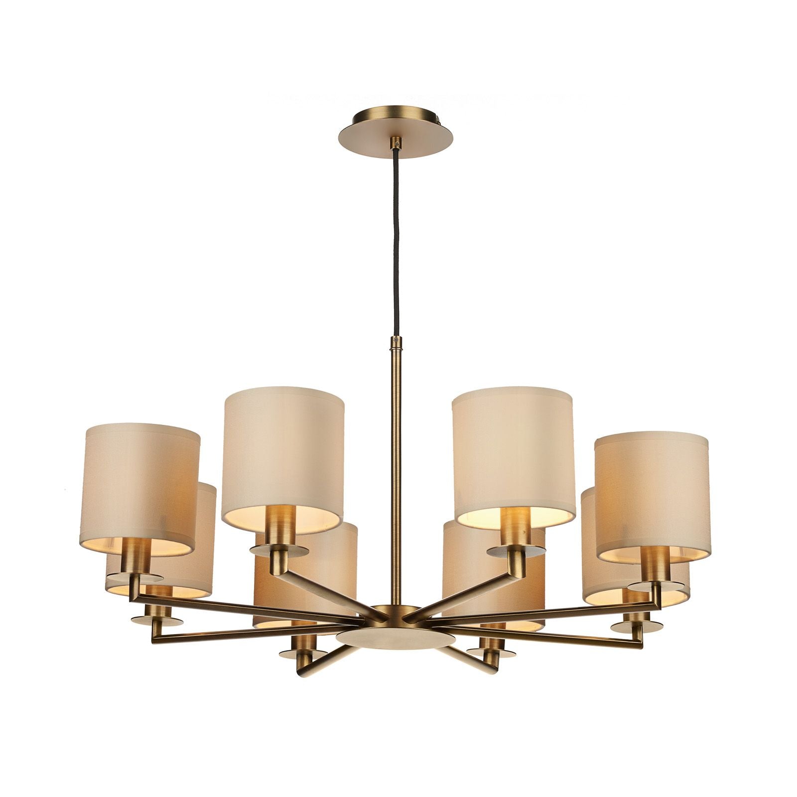 Tyler 5/8Lt Pendant with Shades- Satin Nickel/ Antique Brass