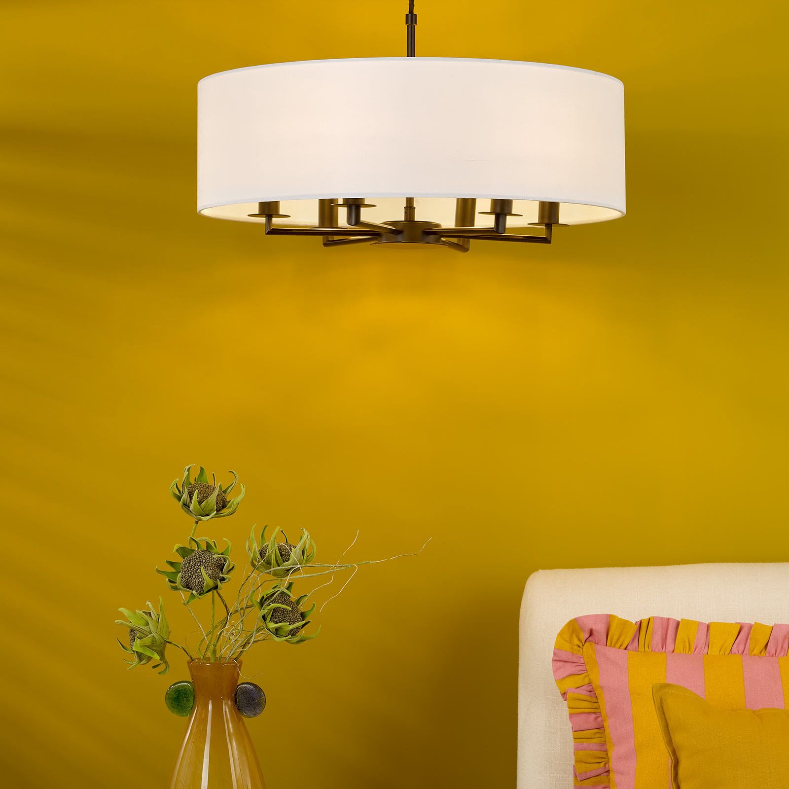 Tyler 6 Light Shadelier- Matt Black/ Antique Bronze Finishes