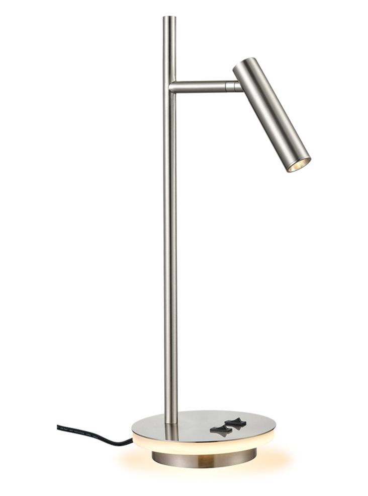 Northwich LED Desk Lamp With Illuminated Base- Black& Silver Finishes