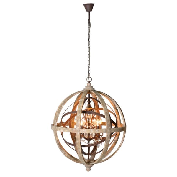 Verne Metal Globe with Crystals Chandelier