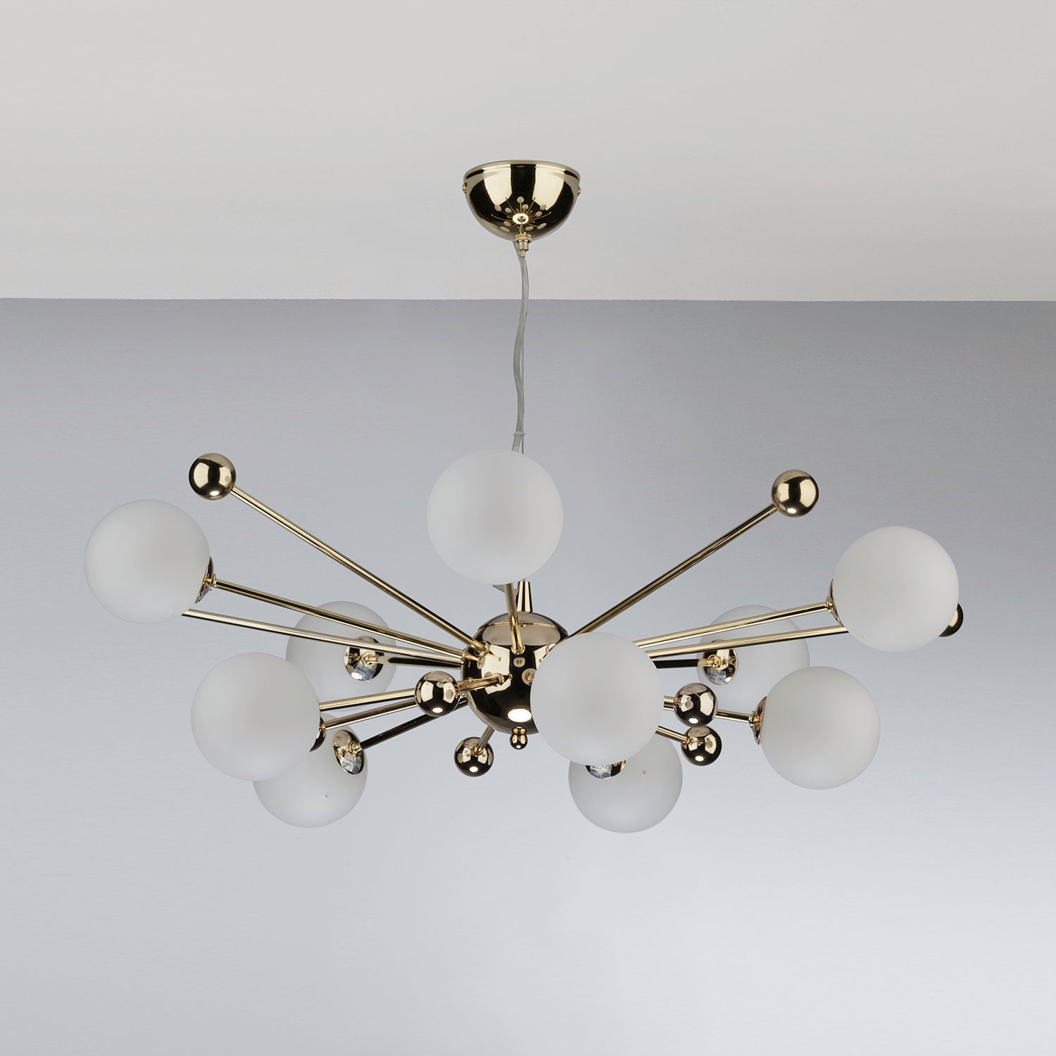 Ursa 10Lt Centre Ceiling Light - Gold/Polished Chrome & Opal Glass
