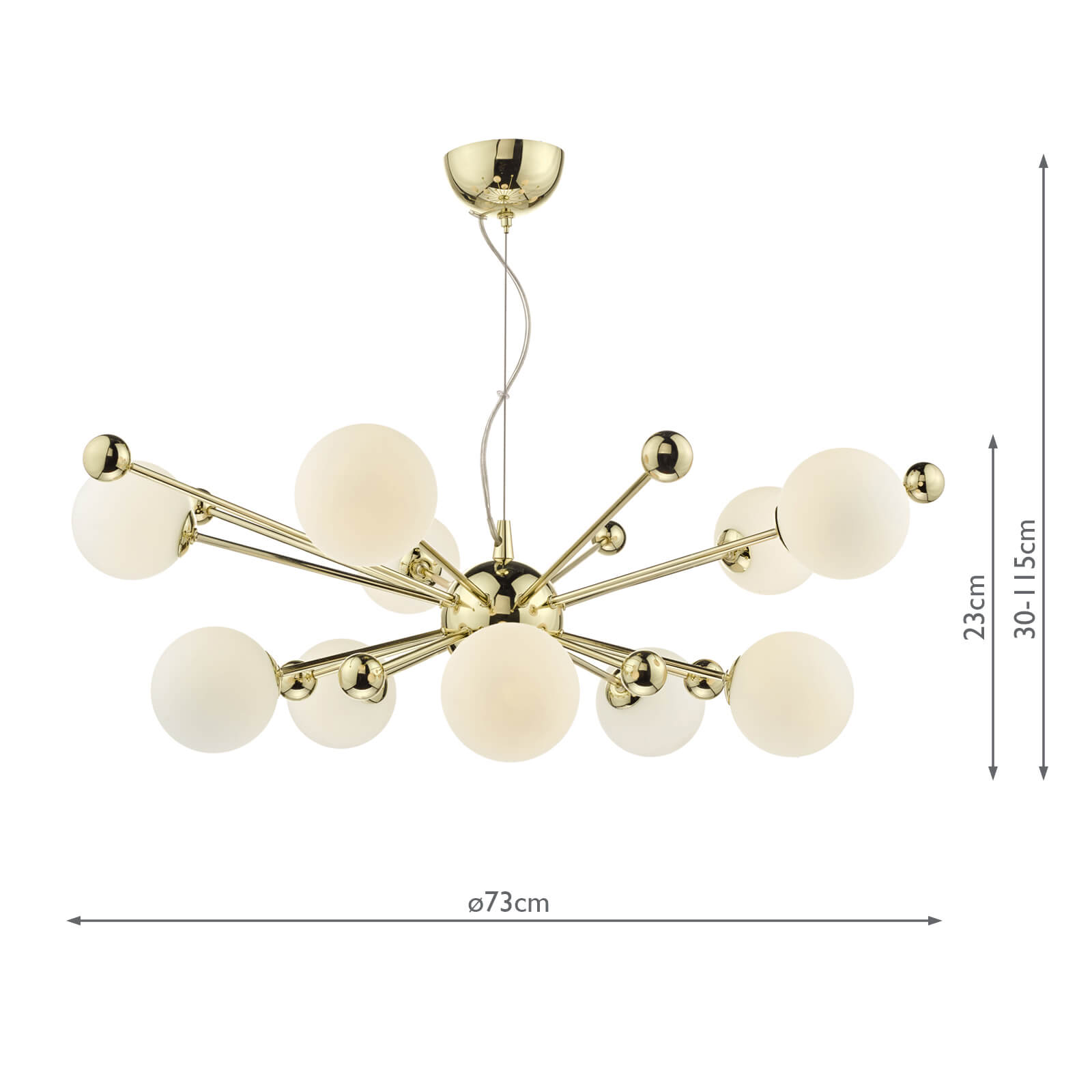 Ursa 10Lt Centre Ceiling Light - Gold/Polished Chrome & Opal Glass