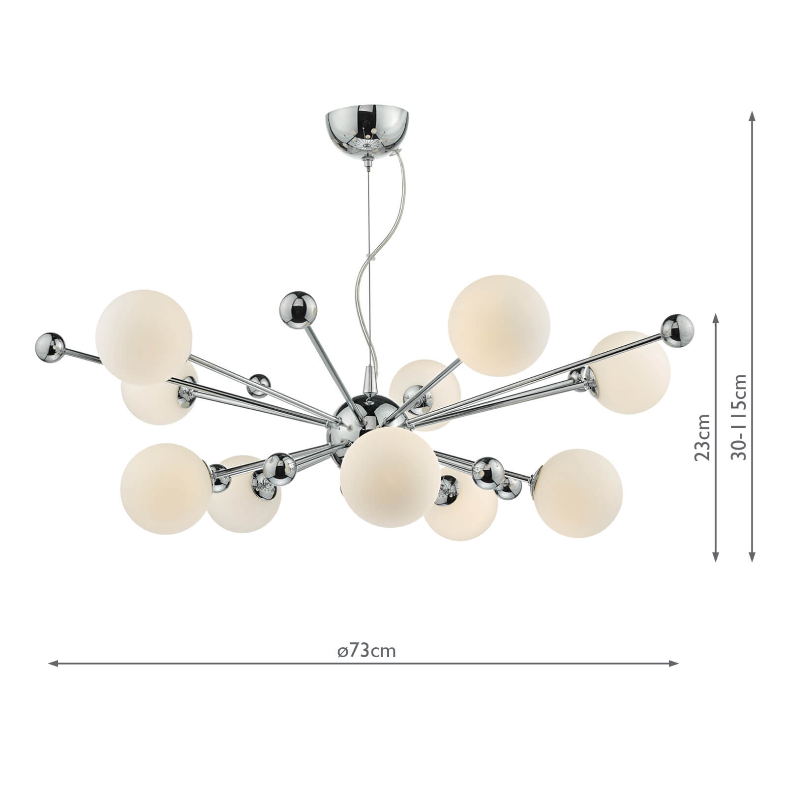 Ursa 10Lt Centre Ceiling Light - Gold/Polished Chrome & Opal Glass