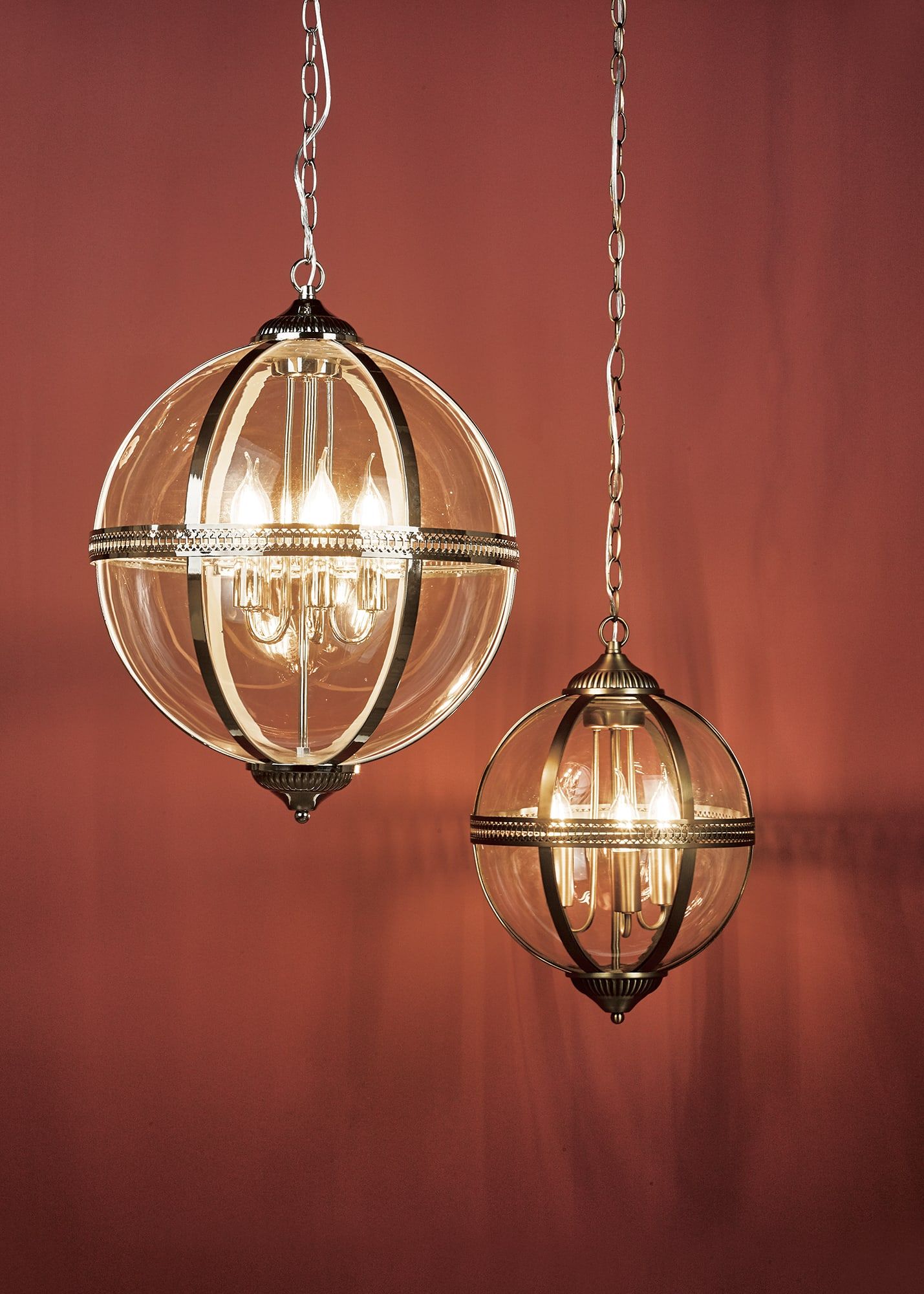 Vanessa 3/5Lt Centre Ceiling Light -  Polished Nickel & Clear/Antique Brass & Clear Finish