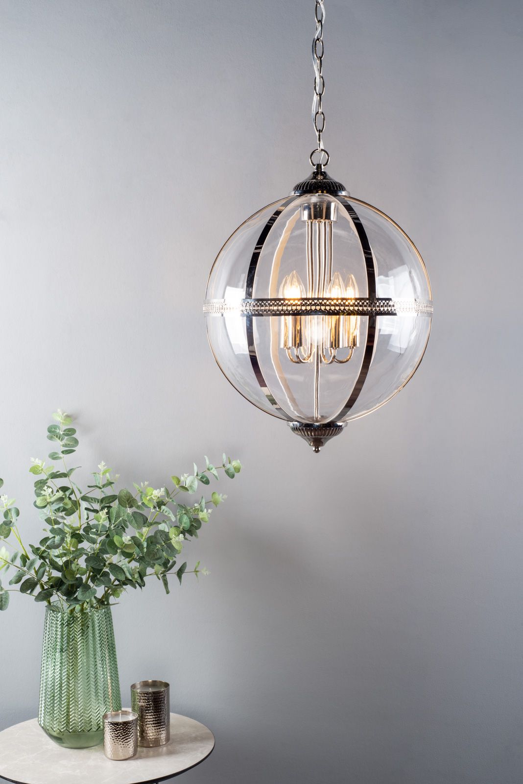 Vanessa 3/5Lt Centre Ceiling Light -  Polished Nickel & Clear/Antique Brass & Clear Finish