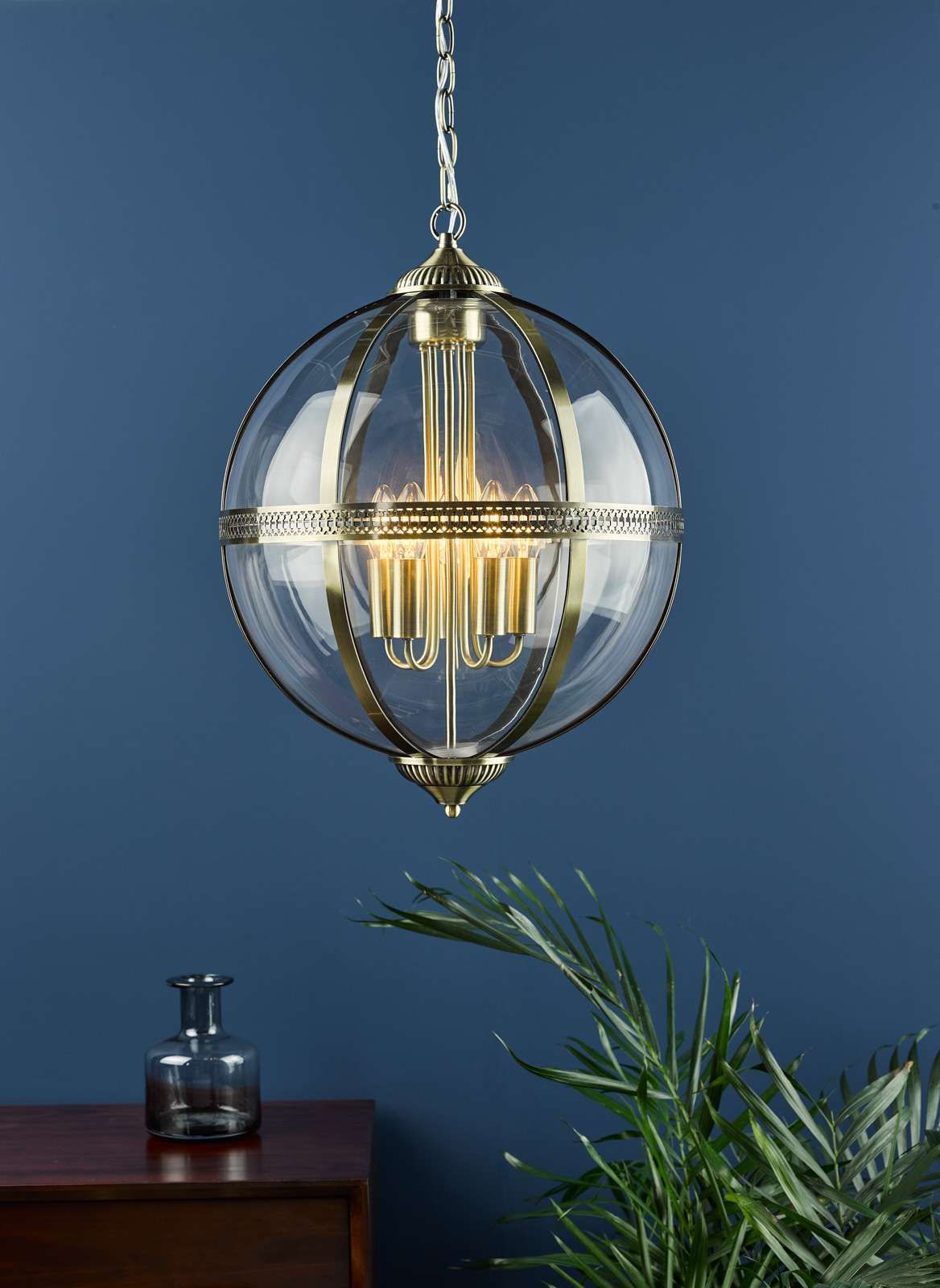 Vanessa 3/5Lt Centre Ceiling Light -  Polished Nickel & Clear/Antique Brass & Clear Finish