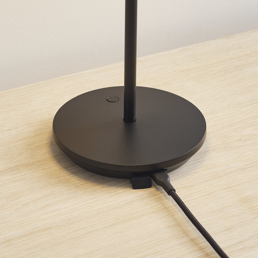 Nevis Accent Rechargeable Table Lamp- Black/ White/ Brass Finish