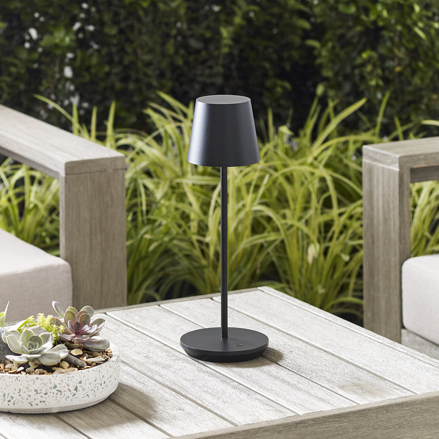 Nevis Accent Rechargeable Table Lamp- Black/ White/ Brass Finish