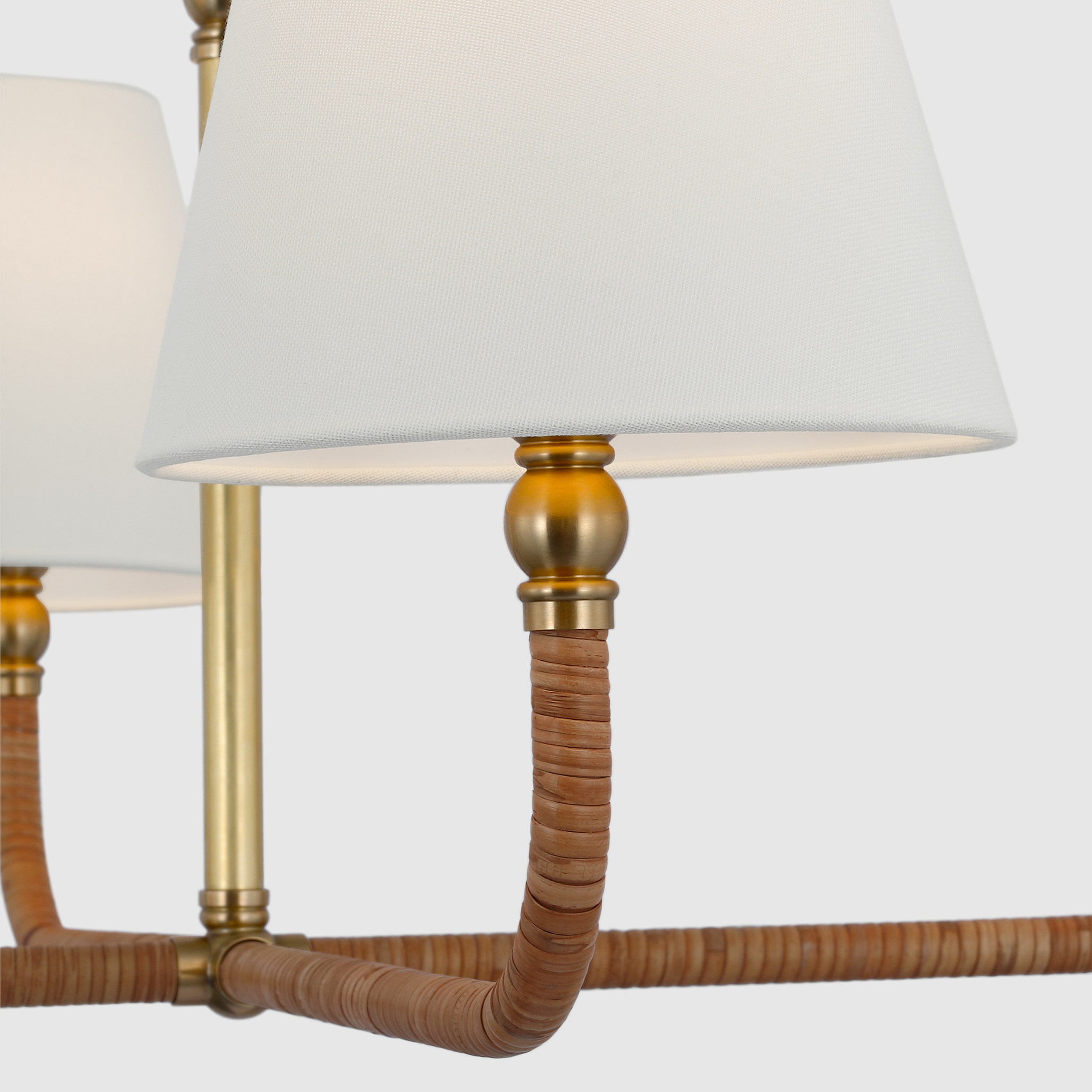 Basden 4Lt Multi-Arm Pendant - Brass & Rattan