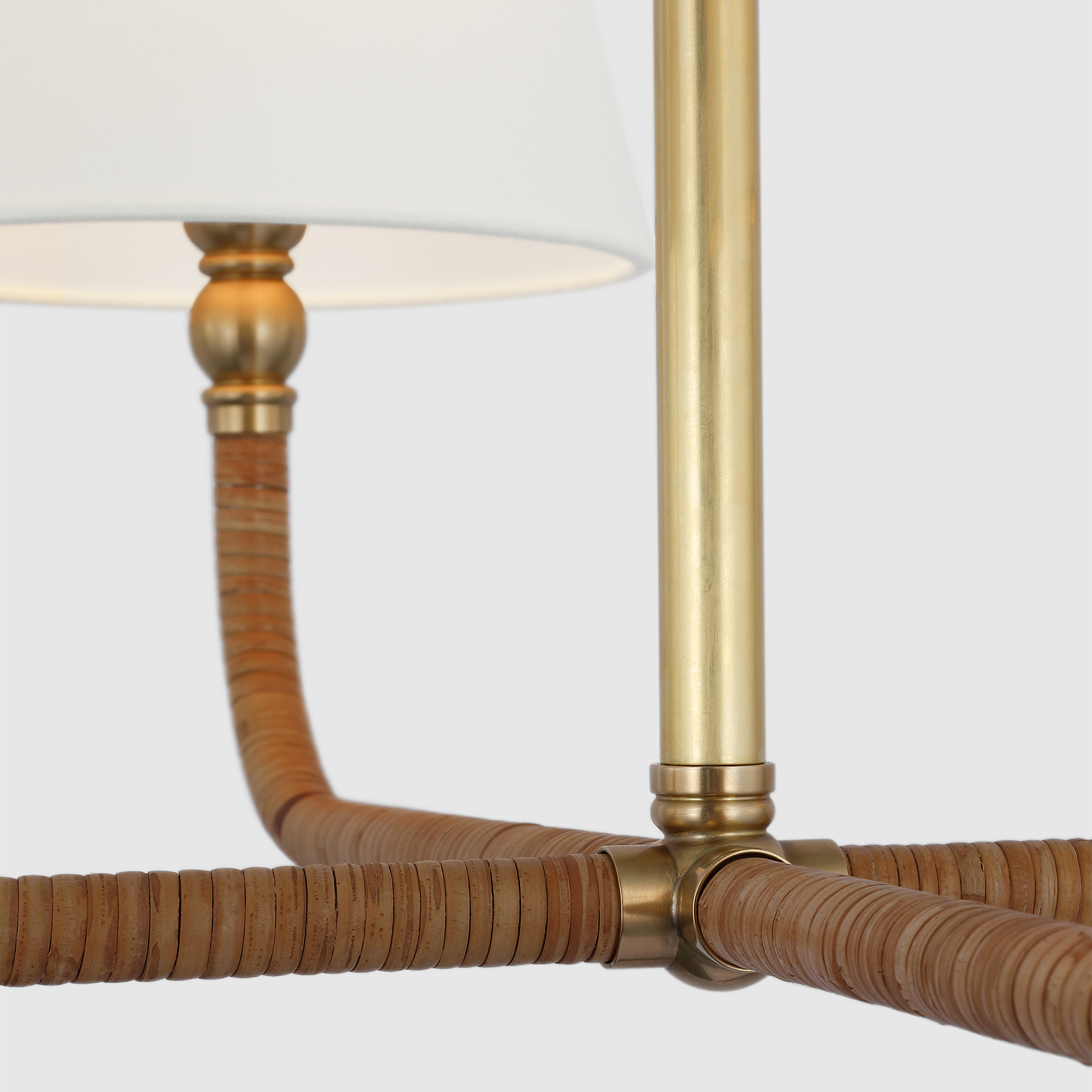 Basden 4Lt Multi-Arm Pendant - Brass & Rattan