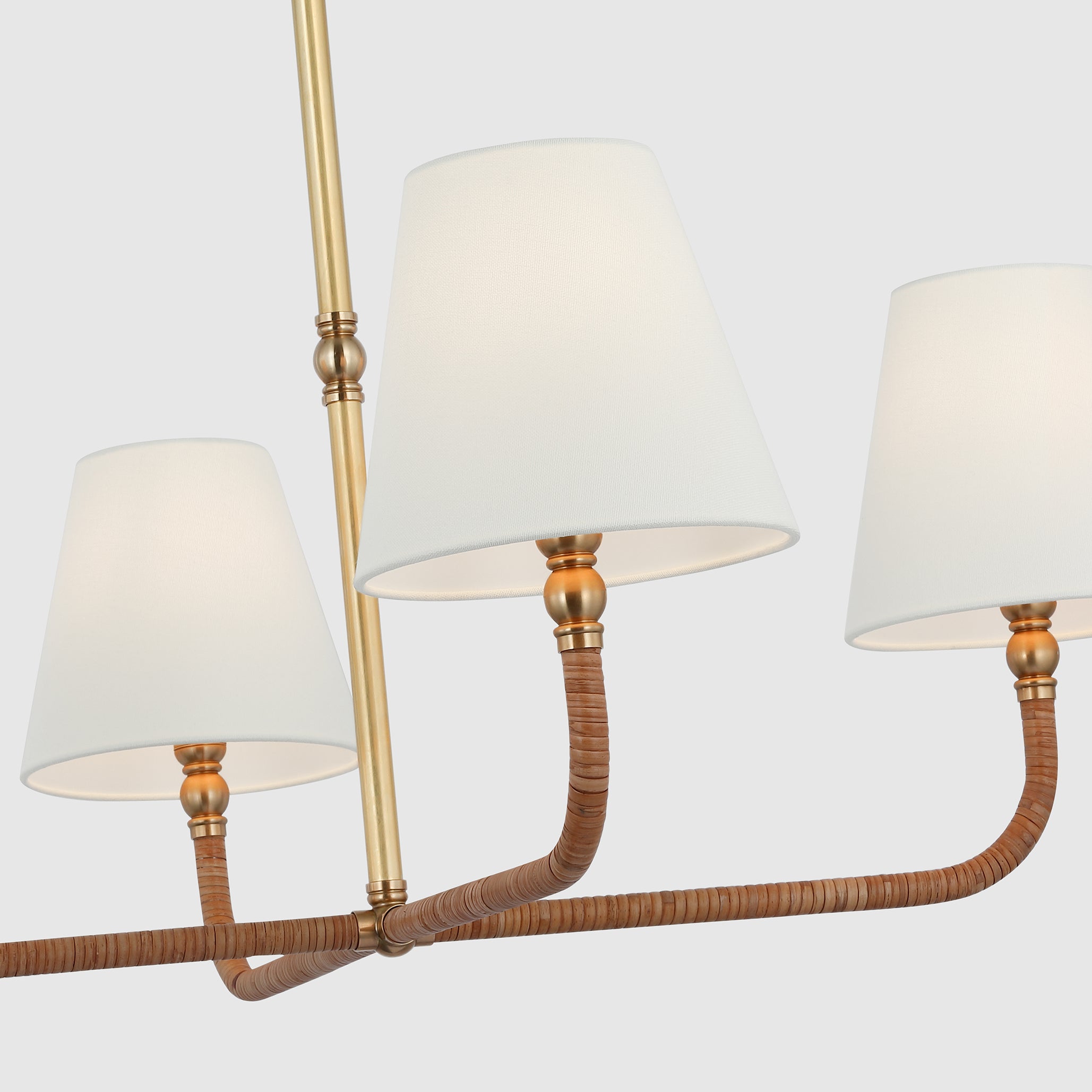 Basden 4Lt Multi-Arm Pendant - Brass & Rattan
