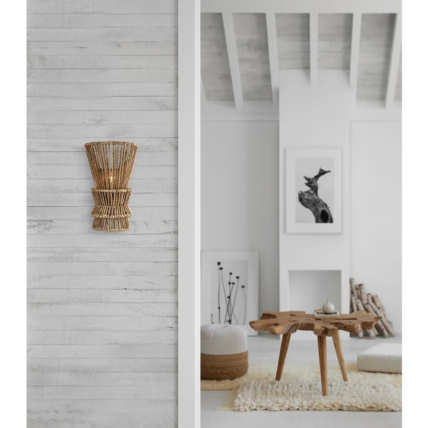 Antigua 1Lt Wall Sconce - Natural Abaca & Brass