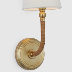 Basden Curved Wall Sconce - Brass & Rattan