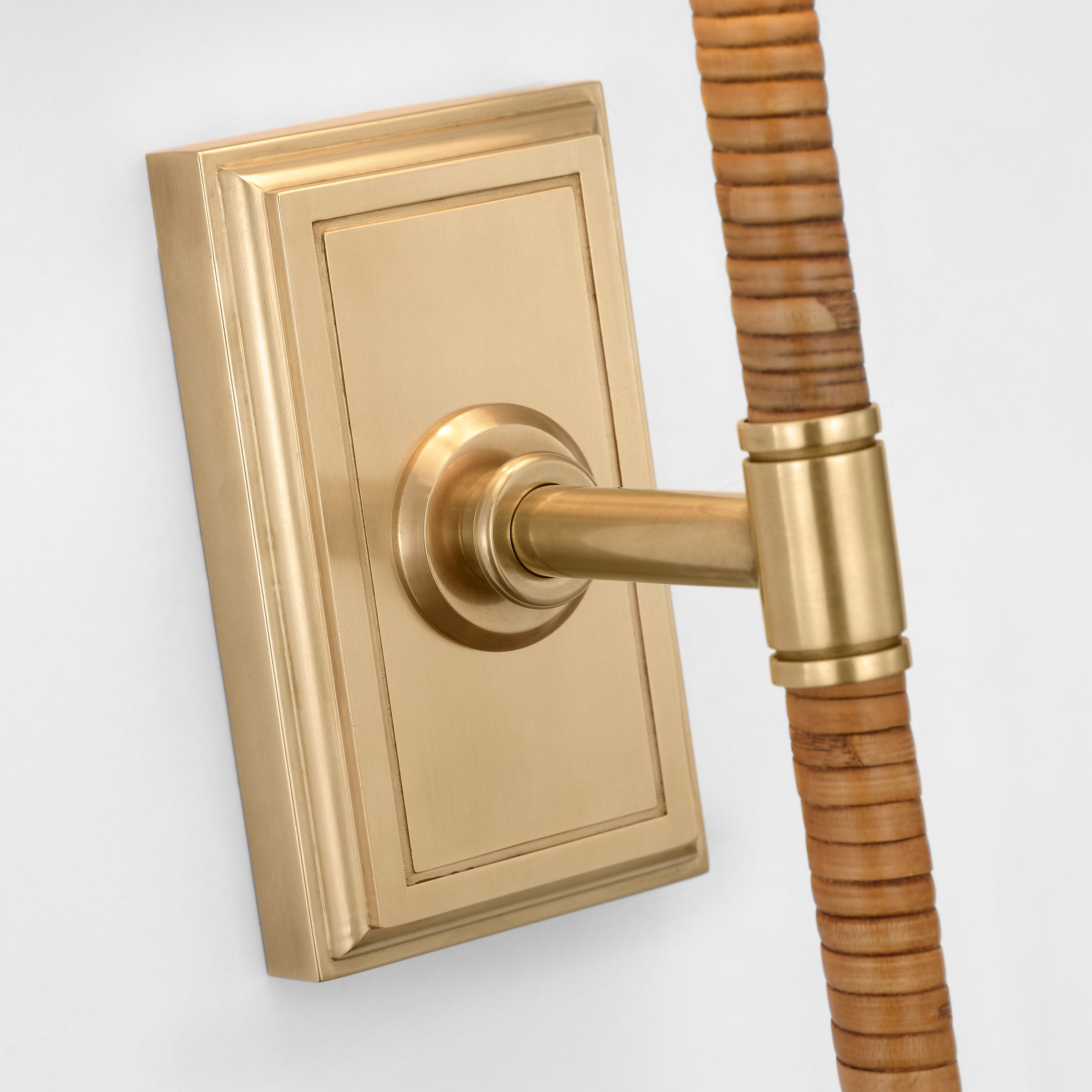 Basden Tall Wall Sconce - Brass & Rattan