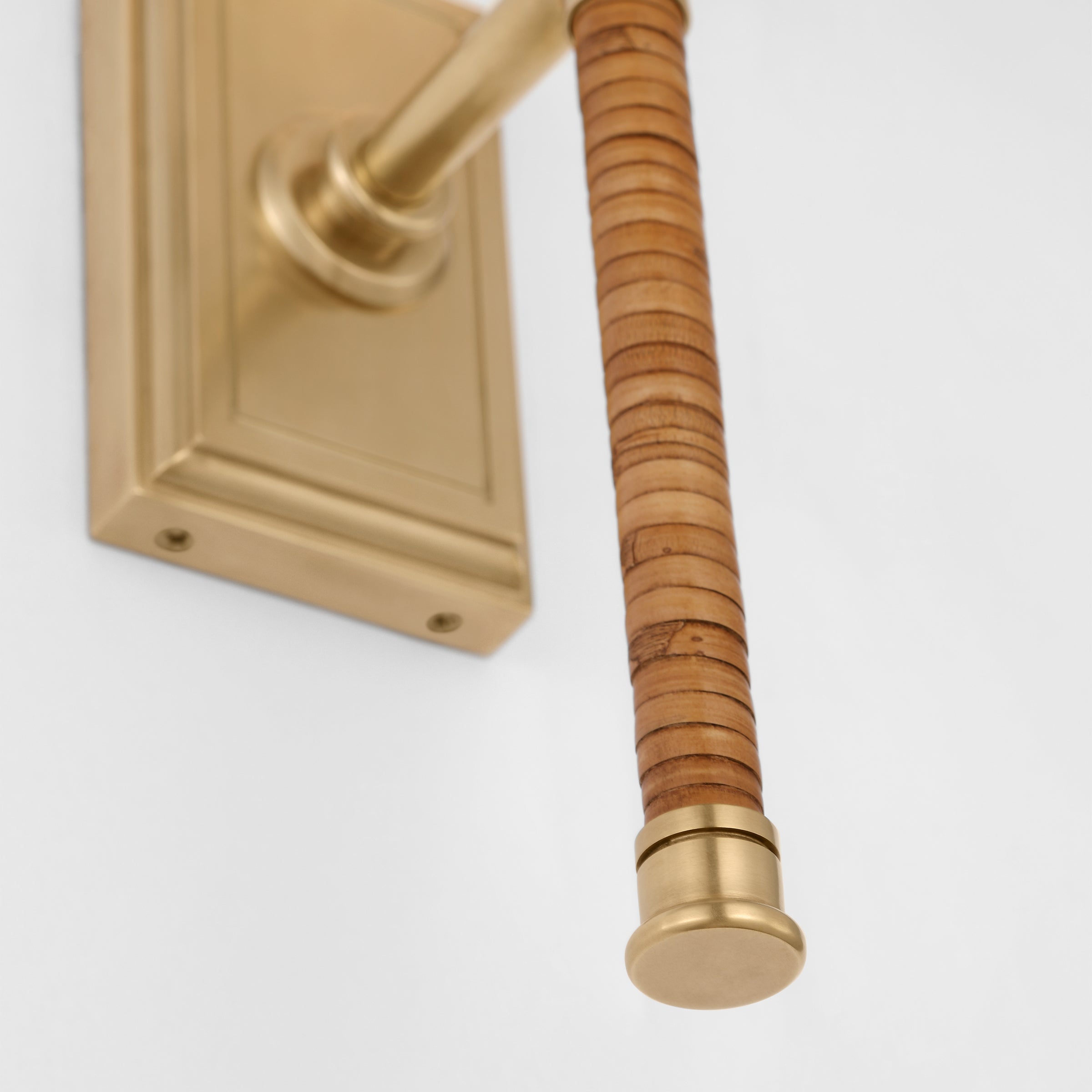 Basden Tall Wall Sconce - Brass & Rattan