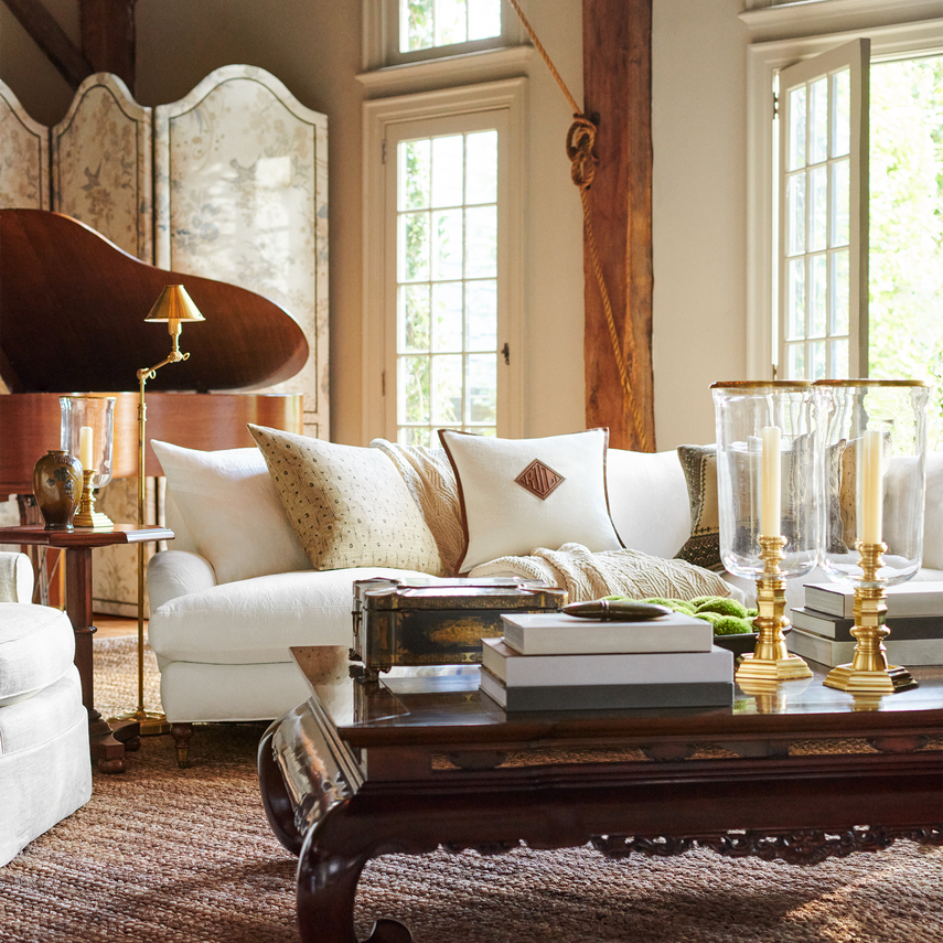 Anette Floor Lamp - Natural Brass/ Polished Nickel